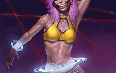 Colour card art – character: pishtaco rave girl – RPG Stock Art